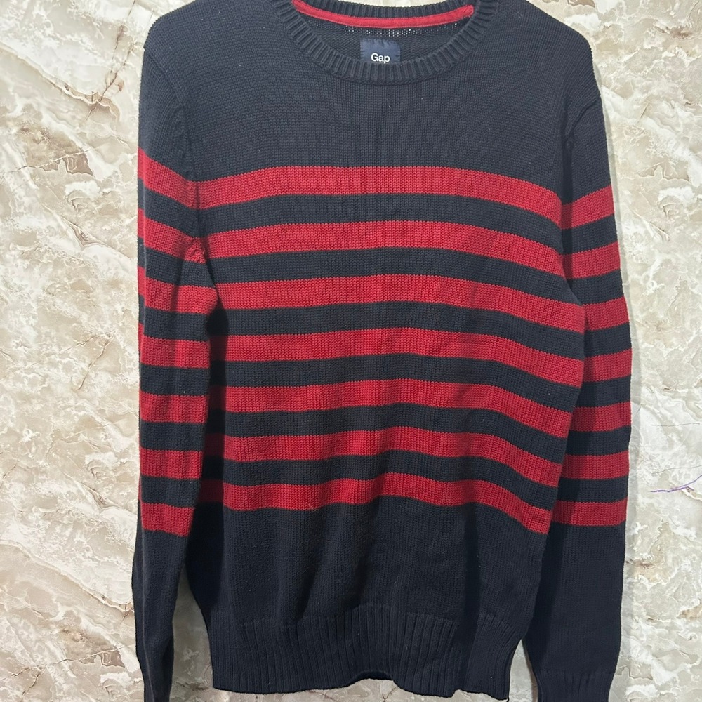 Gap Striped‎ Knit Sweater Crew Neck Pullover Cotton Blend Casual Top M